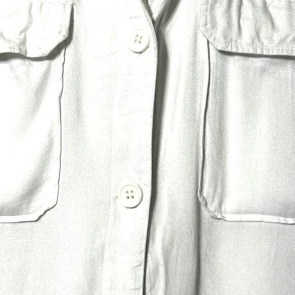 Viscose Relaxed White Button-Up Shirt With Pockets By Weekday, Size Large Women’ - Picture 6 of 7